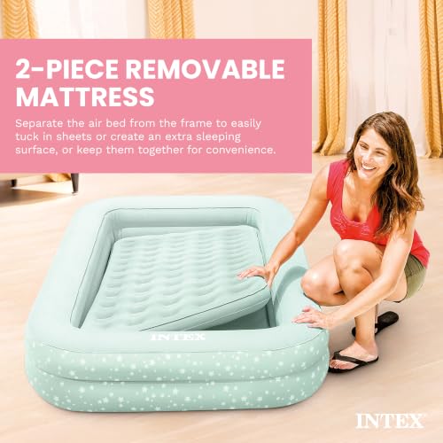 Kids Inflatable Travel Air Mattress Bed with Raised Sides & Hand Pump