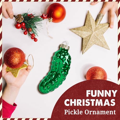 KYCENTA Large German Pickle Ornament - Blown Glass Christmas Pickle for Tree