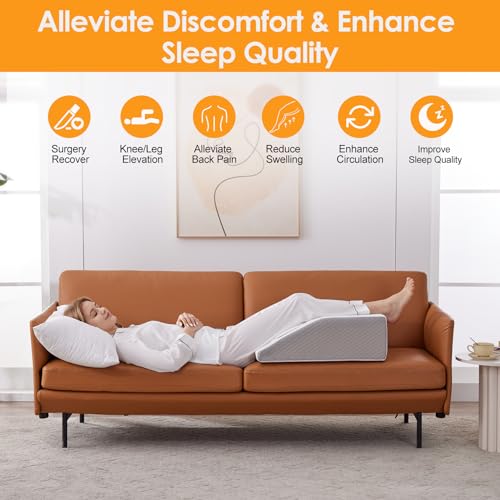 Leg Elevation Pillow for Pain Relief and Swelling, 8 Inch Foam Wedge