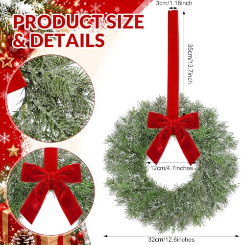 Retrowavy 18 Pack 12 Inch Artificial Christmas Wreaths with Red Bows - Small Decor Set