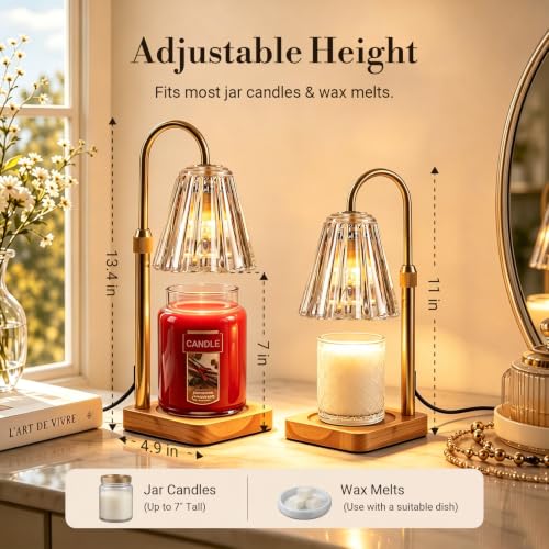 Electric Candle Warmer Lamp with Timer & Dimmer, Adjustable Height