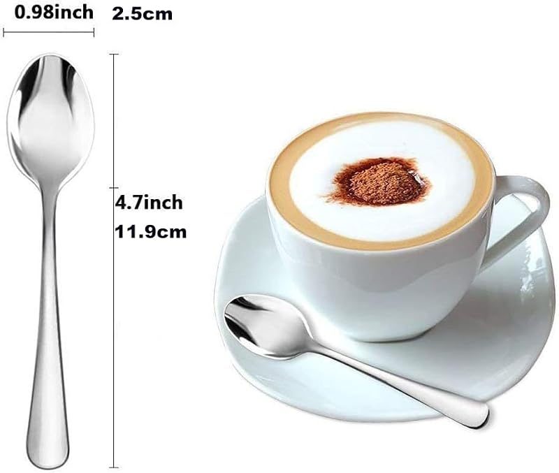 4.7-Inch Stainless Steel Demitasse Espresso Spoons, 6-Piece Set