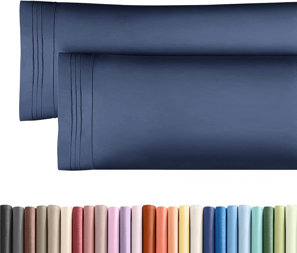 Skiennix Body Pillowcases Set of 2 | Soft & Breathable 20x54 Long Pillow Covers - Comfy, Wrinkle-Free, Machine Washable (Navy Blue)