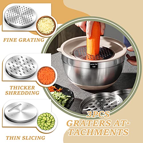 Stainless Steel Mixing Bowls with Airtight Lids & Grater Set, 26-Piece
