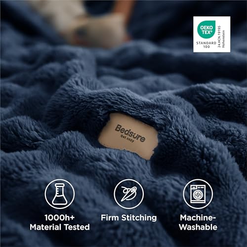 Cozy 3D Fleece Bubble Throw Blanket - Lightweight Blue 50"x60"