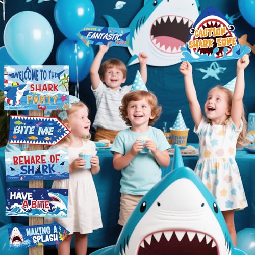 20 Pcs Shark Party Directional Signs - Under the Sea Birthday Decorations