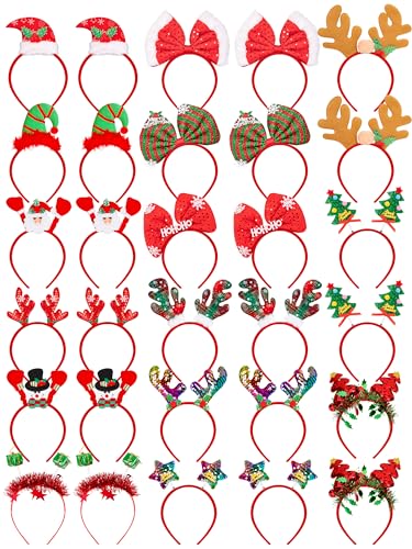 HOVACY 30 Pack Christmas Headbands 15 Styles Reindeer Santa Elf Party Accessories