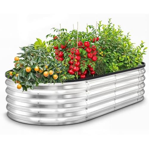 Utopia Home Galvanized Raised Garden Bed Kit 4x2x1ft, Planter Box Raised Garden Beds Outdoor, Easy Assembly Metal Raised Bed for Gardening Vegetables, Fruits, Flowers - Pack of 01 - Silver