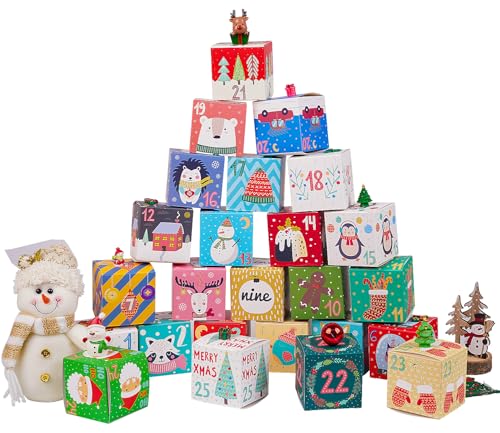 Jaywayang 25PCS Christmas Advent Calendar Gift Boxes - Holiday Countdown Decor