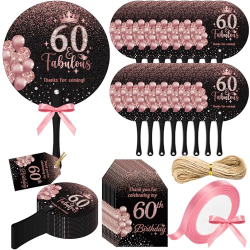 50-Piece 60th Birthday Party Favor Set with Fans and Thank You Cards
