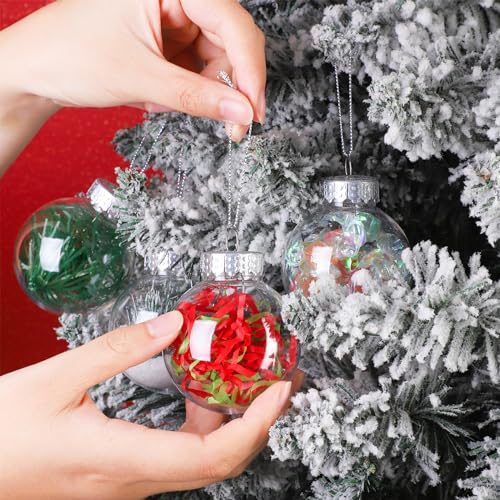 50 Pieces 6cm Clear Plastic Christmas Ornaments Fillable Baubles with Removable Tops