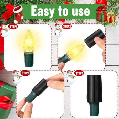 Cinnvoice 50 Pcs No Glow C9 Christmas Bulb Light Caps for String Lights