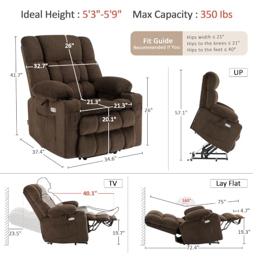 Dual Motor Power Lift Recliner Chair with Massage, Heat, and USB Ports