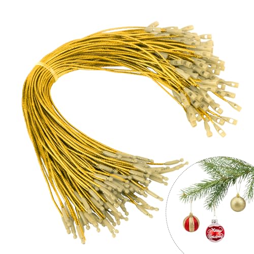 100 Pcs Gold Christmas Ornament Hangers with Snap Fasteners