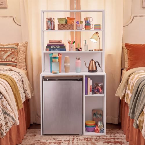 6-Tier Mini Fridge Stand with Storage and Microwave Shelf for Kitchen Dorm