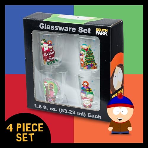 South Park Xmas Group Shots 4-Piece Mini Glass Set - Funny Holiday Drinkware