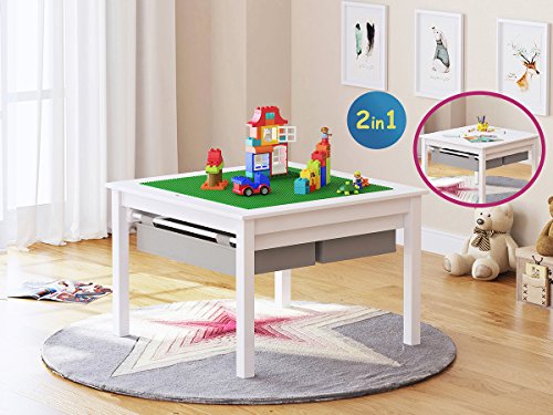 2-in-1 Kids Activity Table with Storage Drawers and Reversible Top