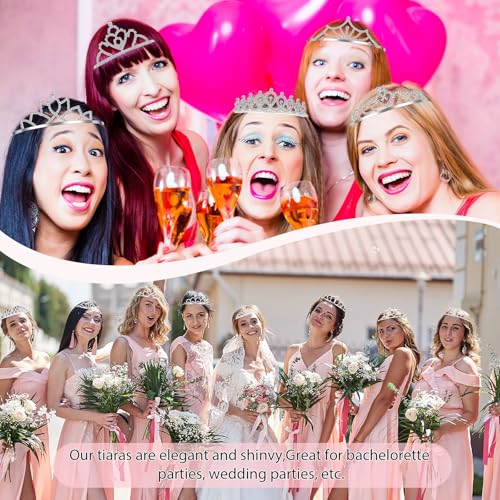 Lyrow Silver Crystal Tiara for Women, 30 Pcs Cute Style Bridal Hair Accessories