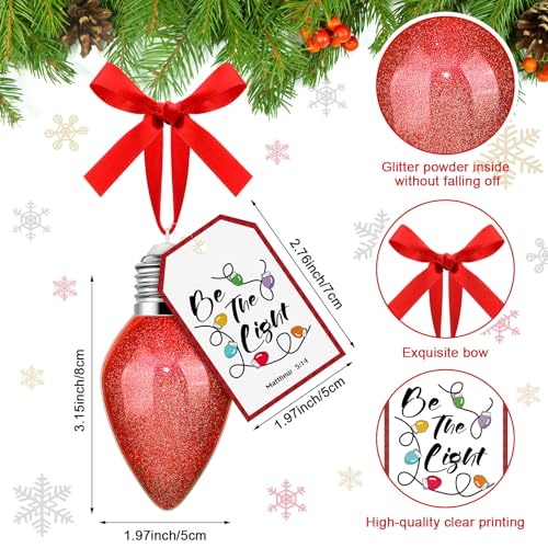 Vercraft Christ Christmas Bulb Ornaments with Poem Card & Red Bow - Set of 6