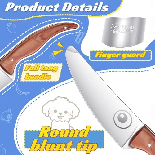 Kids Chef Knife Set with Finger Guard 3-Piece Safe Cooking Knives
