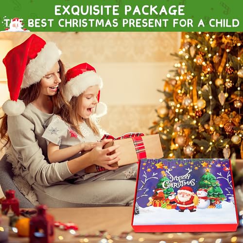Onekka Felt Christmas Tree with Snowman Advent Calendar & 32 Decorations - 3.2ft DIY Kids Xmas Tree with Lights