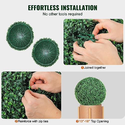 20-Inch Artificial Boxwood Topiary Balls with LED String Lights, 2-Pack
