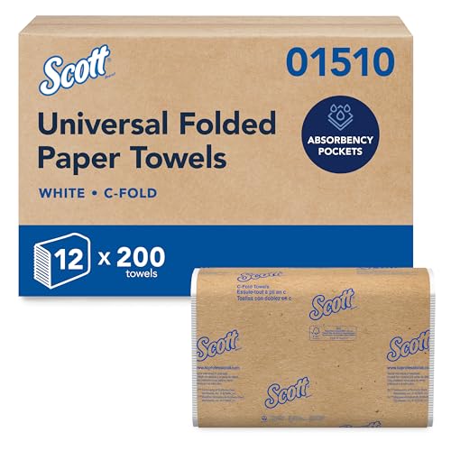 Commercial C-Fold Paper Hand Towels - Bulk 2,400 Sheets (12 Packs of 200)