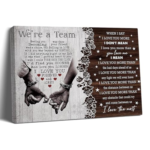We Are A Team Couple Canvas Wall Art - Romantic Anniversary Home Decor