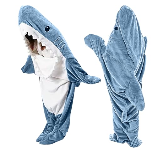 Shark Blanket Hoodie for Adults, Cozy Flannel Shark Sleeping Bag
