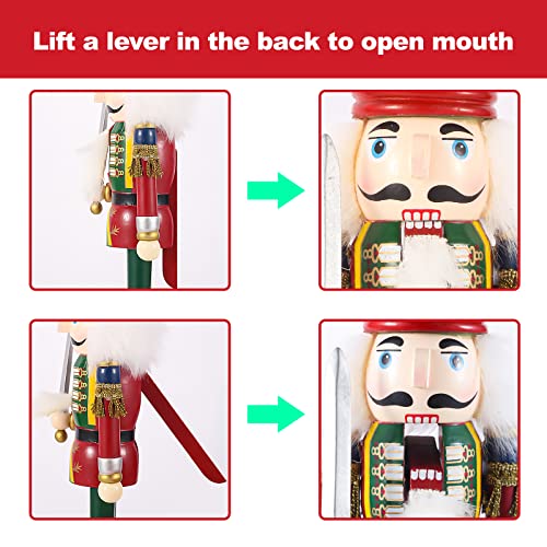 12-Inch Traditional Wooden Nutcracker Soldier - Hand-Painted Tabletop Decor