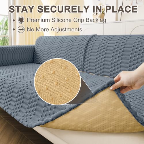 Waterproof Non-Slip Pet Sofa Cover - Flannel Furniture Protector, Grey, 36" x 71"
