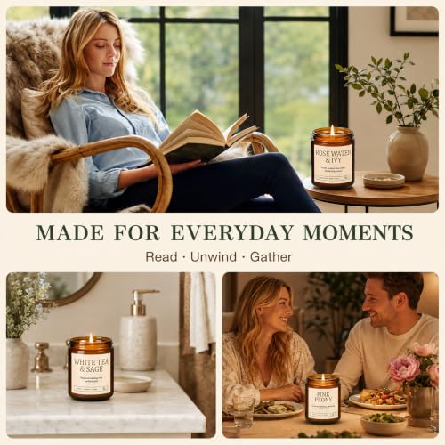 Scented Soy Candles Set - 4 Pack, Long-Lasting Aromatherapy Jar Candles for Home