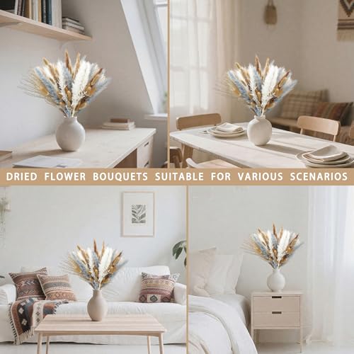 17-Inch Natural Dried Flower Bouquet, Boho Pampas Grass Arrangement