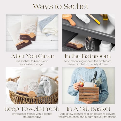 Sandalwood Scented Sachets for Closets and Drawers, 6-Pack Long-Lasting