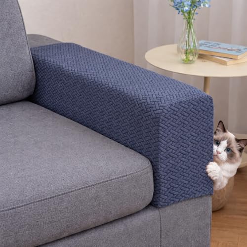 Stretchable Polyester Sofa Arm Covers - Set of 2, Anti-Slip & Washable