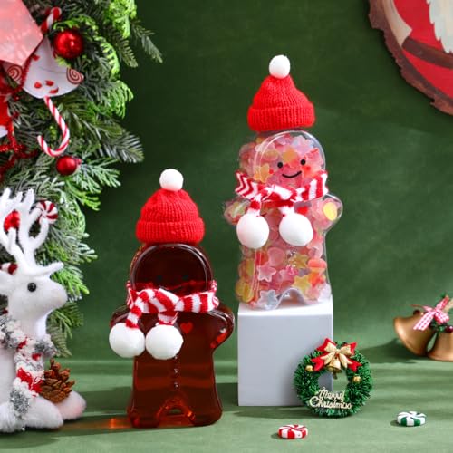 25 Pack Gingerbread Man Plastic Water Bottles with Lids for Christmas Party Kids Holiday