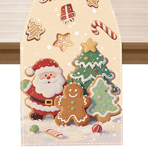 Oxxden Christmas Table Runner R 13x72 Inch Holiday Cookies & Santa Design