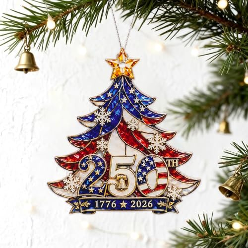 250th Anniversary USA Christmas Ornament - Patriotic American Flag Keepsake