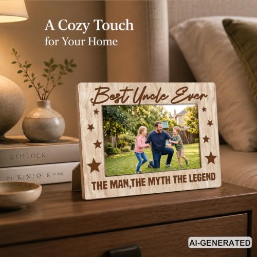 YTCSIHSV Brown10 Uncle Birthday Gift 4x6 Rustic MDF Picture Frame — Best Uncle Ever