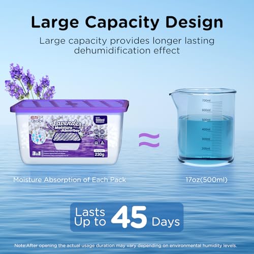 Lavender Scented Moisture Absorber & Dehumidifier 6 Pack for Closet