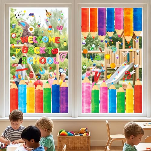 Back to School Window Clings - 104 Double-Sided Stickers for Classroom