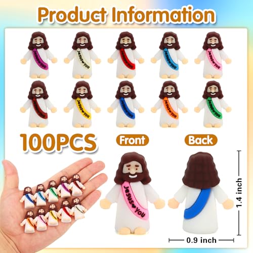 100 Pcs Mini Jesus Figurines, 1.4-Inch Tiny Religious Party Favors