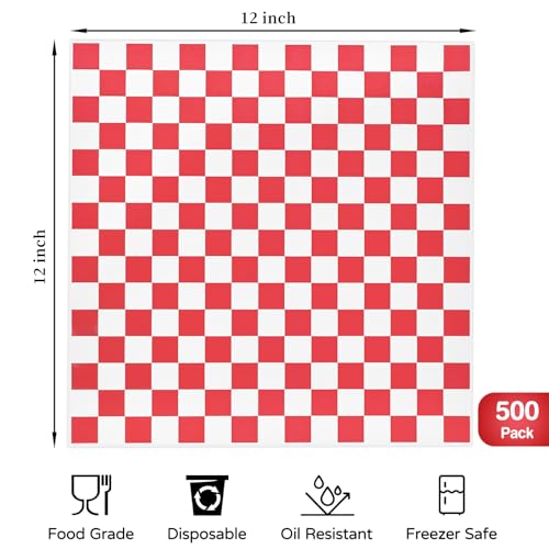Ocmoiy Bulk Sandwich Wrapping Paper 500 Sheets 12x12 Inches Food Grade Grease-Resistant