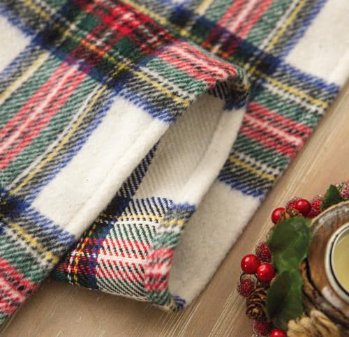 AQOTHES Red & White Plaid Christmas Table Runner 13" x 72"