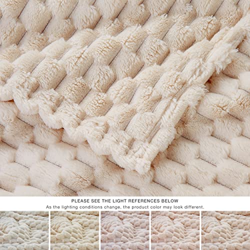 EXQ Home Plush Fleece Throw Blanket - 3D Jacquard Soft Flannel (50"x60")