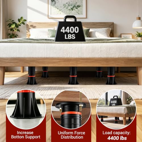 Adjustable Bed Support Legs 4-Pack, 8.4-13.5 Inch Heavy Duty Bed Frame Feet