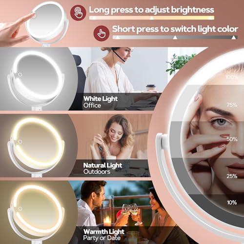 B Beauty Planet Makeup Mirror, Double-Sided Lighted Magnifying Mirror