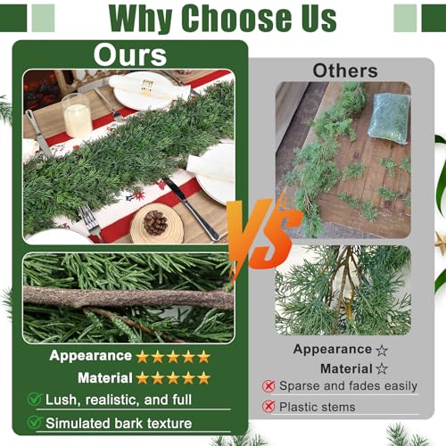 Tulvend 16ft Real Touch Pine Garland Christmas Decor Faux Greenery