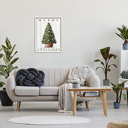 Merry Christmas Country Tree Framed Giclée Print 24x30 in Box Frame - Rustic Holiday Decor