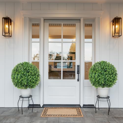 2-Pack Artificial Boxwood Topiary Bushes, 26-Inch UV-Resistant Fake Shrubs